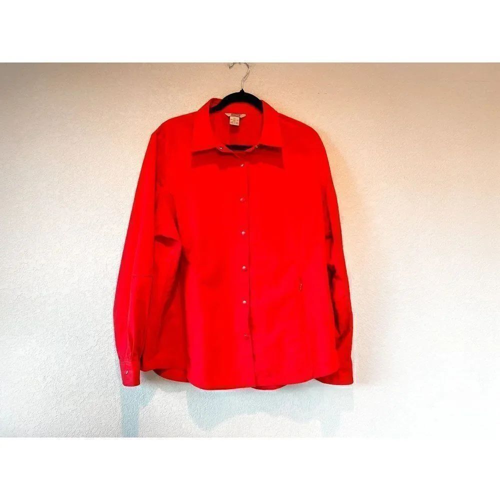Duluth Trading Women's Cooling Convertible Sleeve Red Shirt, Size XL